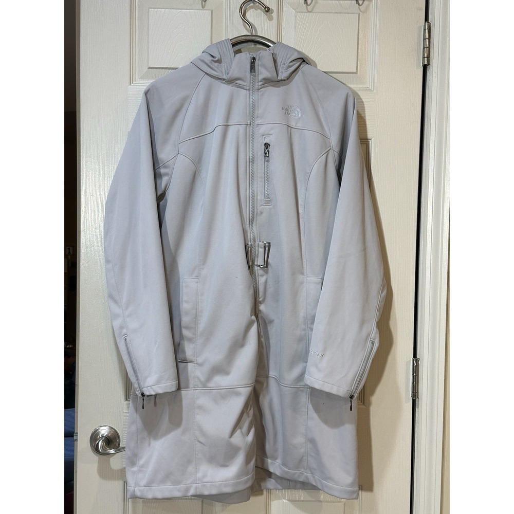 The North Face Apex Softshell Parka Jacket Grey Womens XL Long Hooded Coat